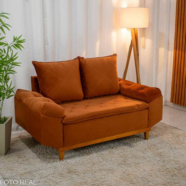 Sof 2 lugares Blgica Veludo Terracota Larg. 1.60m