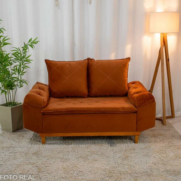 Sof 2 lugares Blgica Veludo Terracota Larg. 1.60m