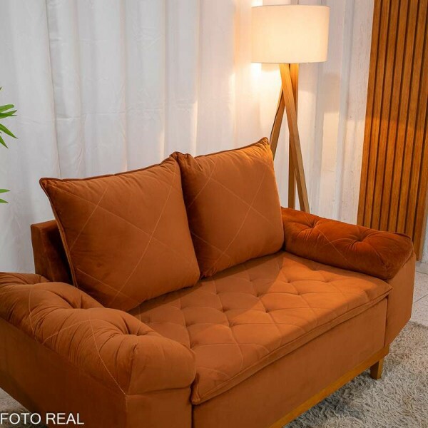 Sof 2 lugares Blgica Veludo Terracota Larg. 1.60m