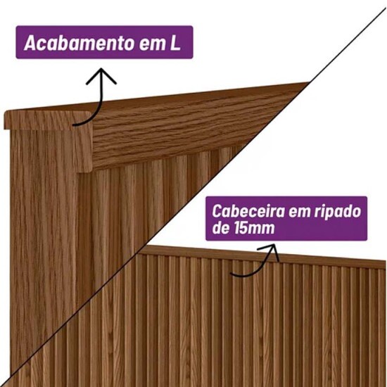 Cabeceira Queen Pipa MDF Ripado Largura 1.62m Freij� Linea Brasil