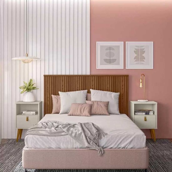 Cabeceira Queen Pipa MDF Ripado Largura 1.62m Freij� Linea Brasil