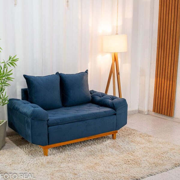 Sof 2 lugares Blgica Veludo Azul Escuro Larg. 1.60m