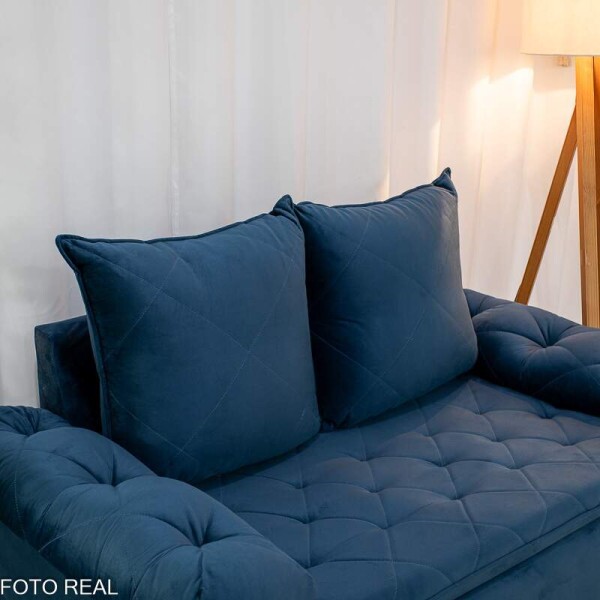 Sof 2 lugares Blgica Veludo Azul Escuro Larg. 1.60m