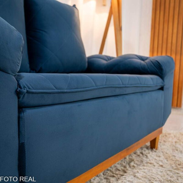 Sof 2 lugares Blgica Veludo Azul Escuro Larg. 1.60m