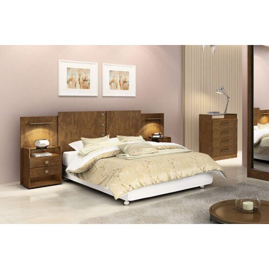Cabeceira Casal e Queen Rubi Yp� com Lumin�ria Led e Gavetas - D Doro