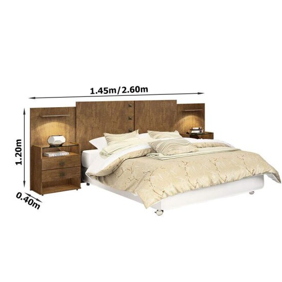 Cabeceira Casal e Queen Rubi Yp� com Lumin�ria Led e Gavetas - D Doro