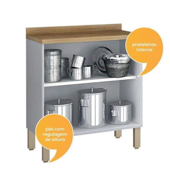 Balc�o Cozinha Paris Branco/Carvalho 2 Portas Larg. 0.80m Sall�to
