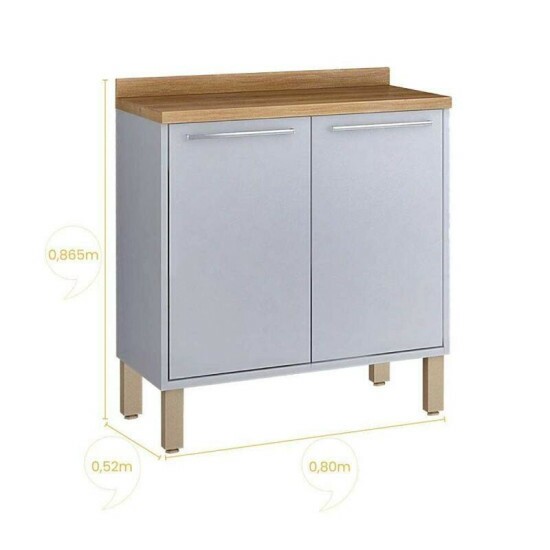 Balc�o Cozinha Paris Branco/Carvalho 2 Portas Larg. 0.80m Sall�to