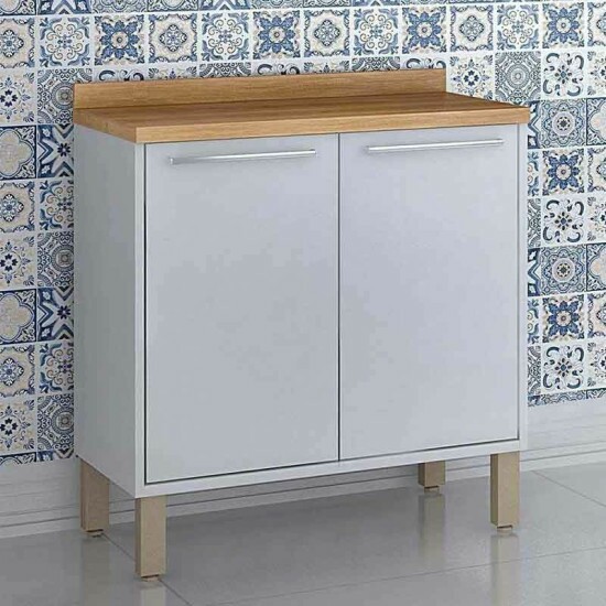 Balc�o Cozinha Paris Branco/Carvalho 2 Portas Larg. 0.80m Sall�to