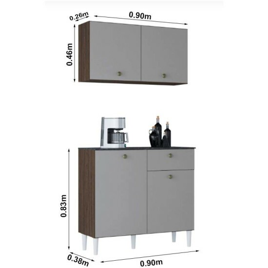 Balc�o + A�reo Chocolate/Off White Larg. 90cm Poquema
