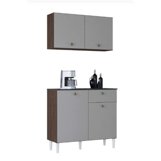 Balc�o + A�reo Chocolate/Off White Larg. 90cm Poquema