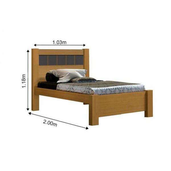 Cama Solteiro Primcia Cinamomo/Grafite 100% MDF Larg. 1.03m - D Doro