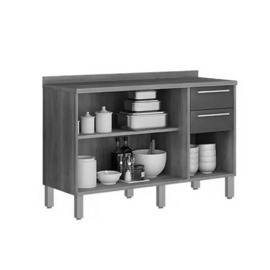Balc�o Cozinha Paris Cinamomo/Off white 3 Portas 2 Gavetas Larg. 1.20m Sall�to