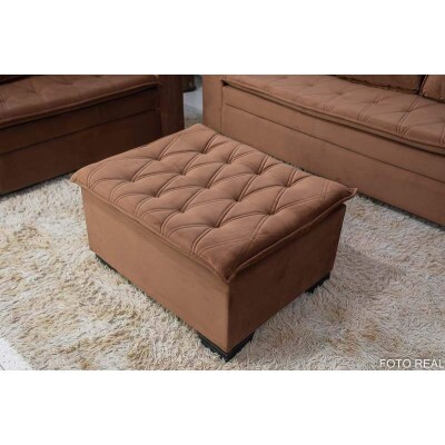 Sof 3 e 2 lugares Frana com Puff Veludo Cobre Larg. 1.86m