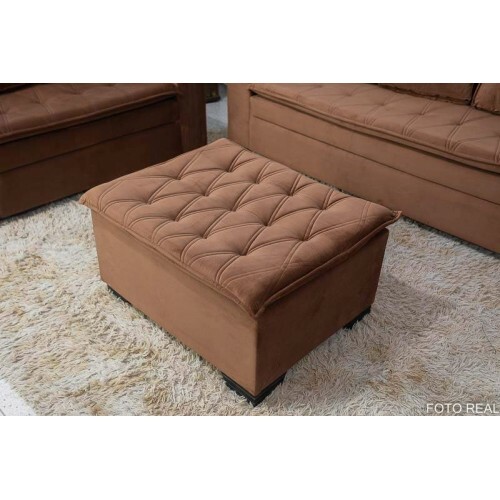 Sof 3 e 2 lugares Frana com Puff Veludo Cobre Larg. 1.86m