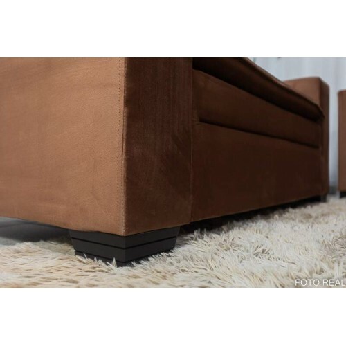 Sof 3 e 2 lugares Frana com Puff Veludo Cobre Larg. 1.86m