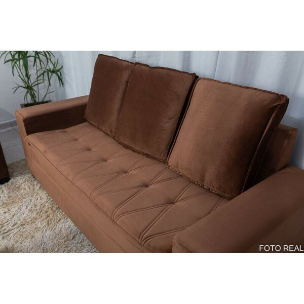 Sof 3 e 2 lugares Frana com Puff Veludo Cobre Larg. 1.86m