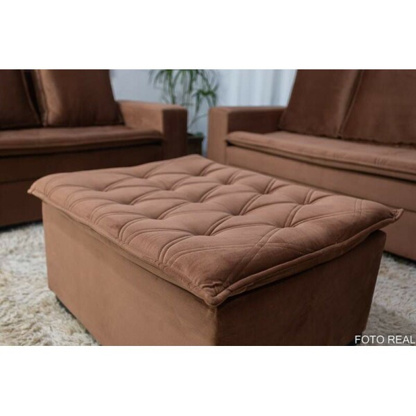 Sof 3 e 2 lugares Frana com Puff Veludo Cobre Larg. 1.86m