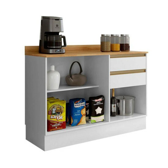 Balc�o Cozinha Barcelona 3 Portas 2 Gavetas Branco Larg. 1.20m Sall�to