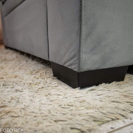Sof� 3 e 2 lugares Fran�a com Puff Veludo Cinza A15