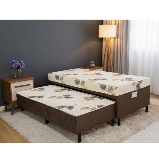 Cama Solteiro Unibox C/ Cama auxiliar Sonho Bom Marrom - Nosso Sonho | Suporta at� 120kg