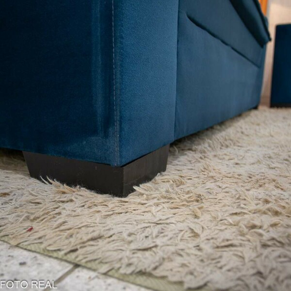 Sof 3 e 2 lugares Frana com Puff Veludo Azul A16 Larg. 1.86m