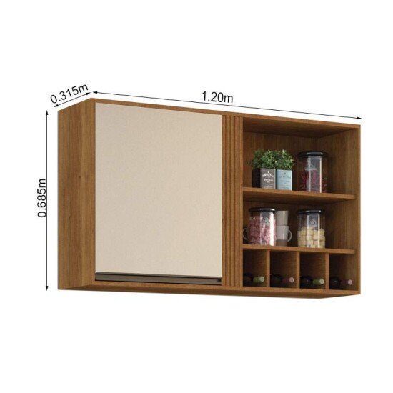 A�reo Cozinha P�rola Cinamomo/Off Larg. 1.20m - Sall�to