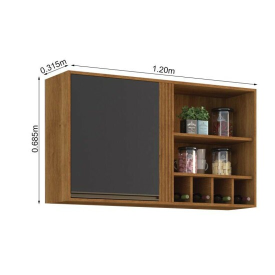 A�reo Cozinha P�rola Cinamomo/Grafite 1 Porta Larg. 1.20m - Sall�to