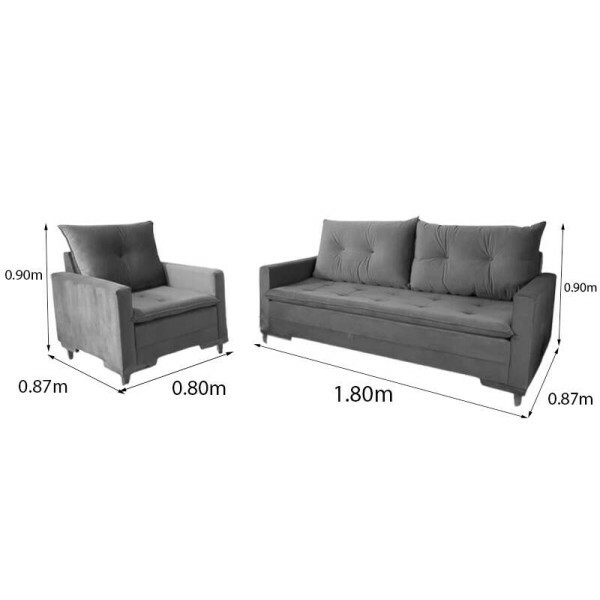 Sof Paris 3 lugares + Poltrona Veludo Marrom