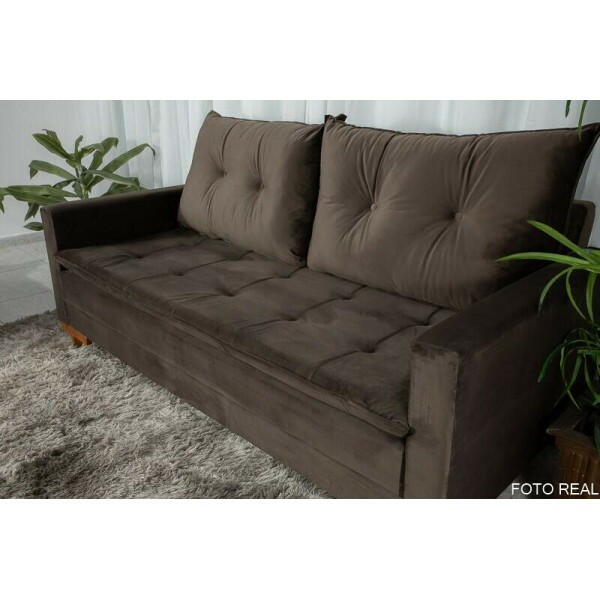 Sof Paris 3 lugares + Poltrona Veludo Marrom