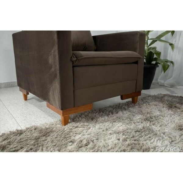 Sof Paris 3 lugares + Poltrona Veludo Marrom