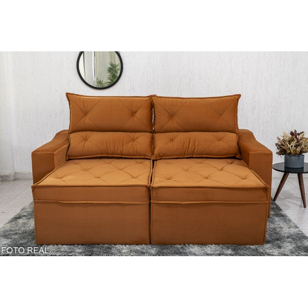 Sof Retrtil Reclinvel Moscou 2.00m Veludo Terracota A62