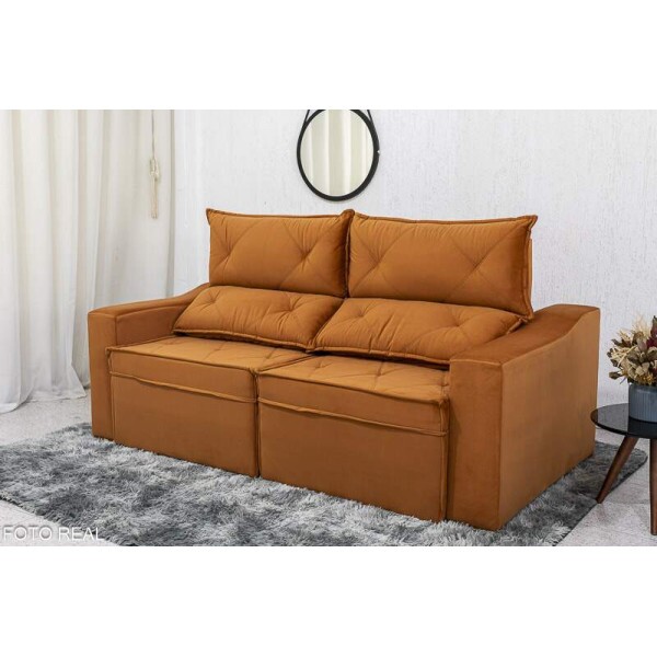 Sof Retrtil Reclinvel Moscou 2.00m Veludo Terracota A62