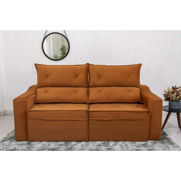 Sof Retrtil Reclinvel Moscou 2.00m Veludo Terracota A62