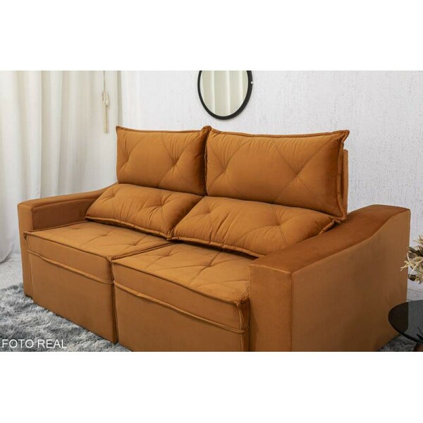 Sof Retrtil Reclinvel Moscou 2.00m Veludo Terracota A62