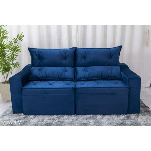 Sof Retrtil Reclinvel Moscou 2.00m Veludo Azul A16