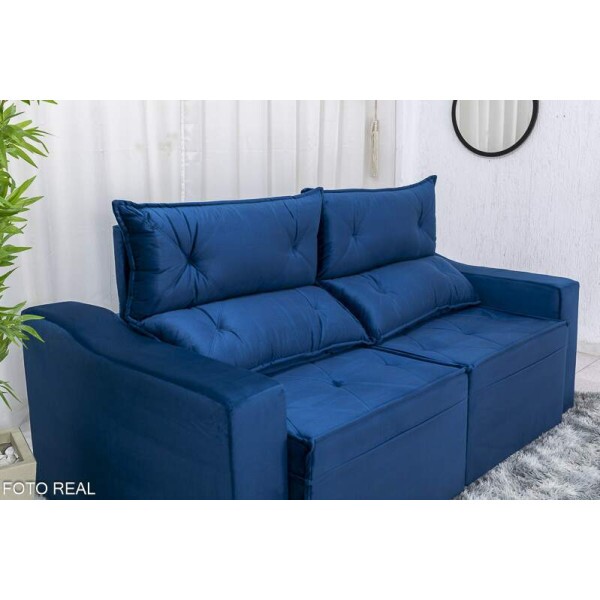 Sof Retrtil Reclinvel Moscou 2.00m Veludo Azul A16