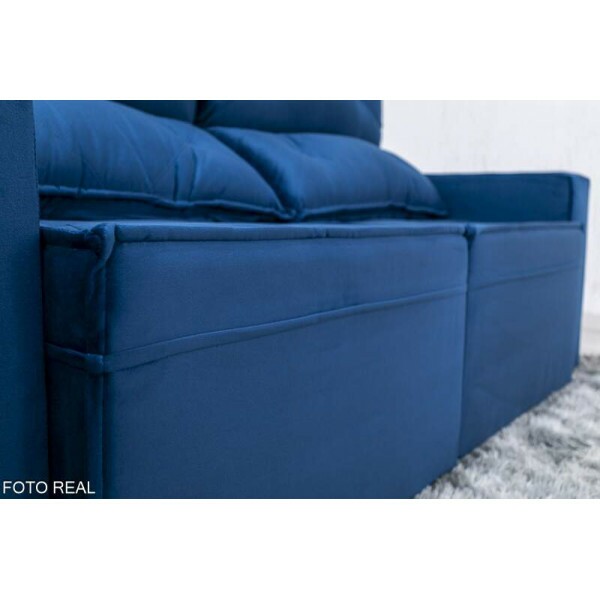 Sof Retrtil Reclinvel Moscou 2.00m Veludo Azul A16