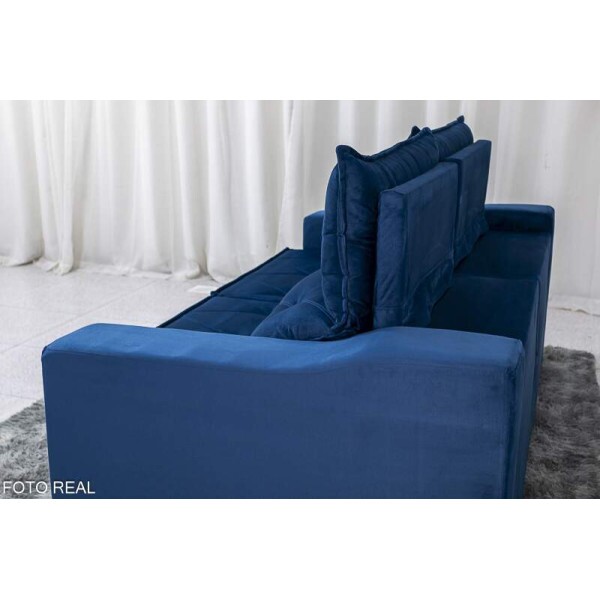 Sof Retrtil Reclinvel Moscou 2.00m Veludo Azul A16