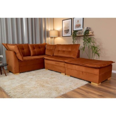 Sof de Canto Vnus Veludo Terracota 549