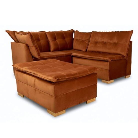 Sof de Canto Vnus Veludo Terracota 549