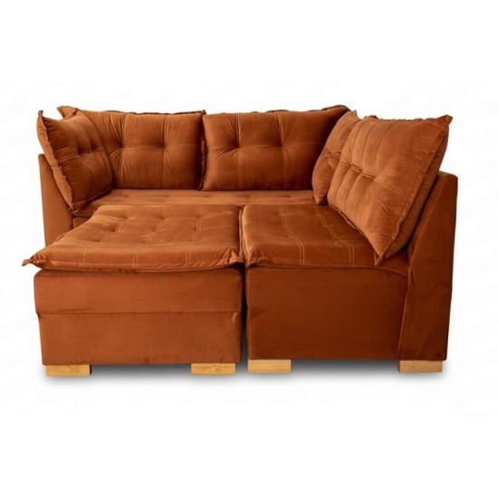 Sof de Canto Vnus Veludo Terracota 549