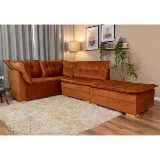 Sof de Canto Vnus Veludo Terracota 549