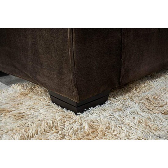 Sof Canto 5 lugares com Puff Alemanha Veludo Marrom A17