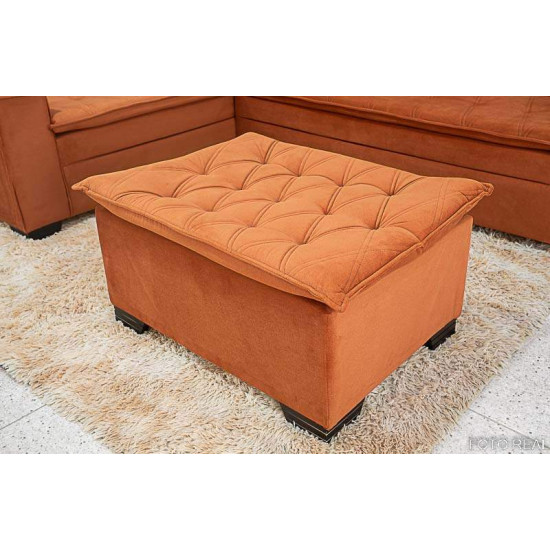 Sof� Canto 5 lugares com Puff Alemanha Veludo Terracota A33