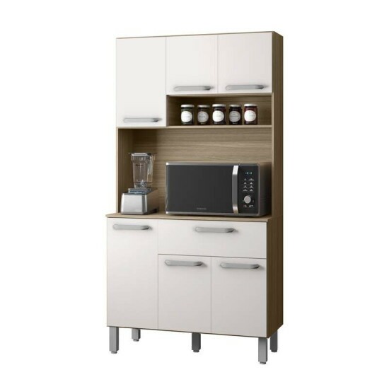 Kit Cozinha Sofia Carvalho/Oak/Off White Larg. 0.91m Poliman