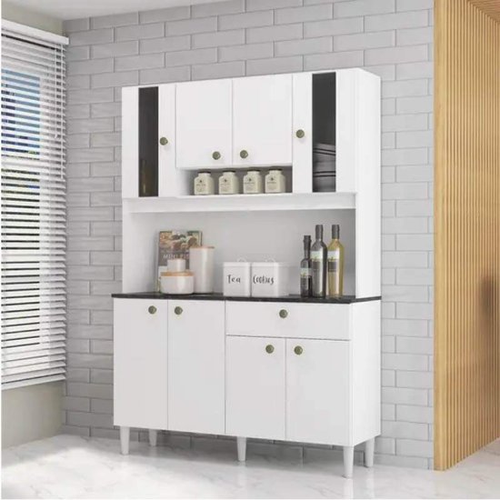 Kit de Cozinha 1,20m �nix Branco 8 Portas 1 Gaveta - Poquema