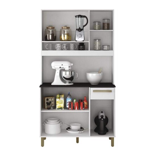 Armrio Ametista 05 Portas 01 Gaveta Cinamomo/Grafite Larg.1.10m Valdemoveis