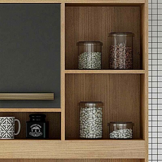 Armrio Ametista 05 Portas 01 Gaveta Cinamomo/Grafite Larg.1.10m Valdemoveis