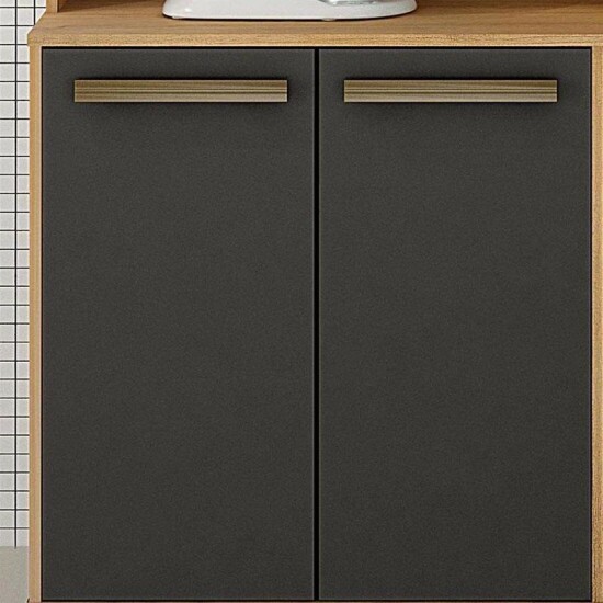 Armrio Ametista 05 Portas 01 Gaveta Cinamomo/Grafite Larg.1.10m Valdemoveis